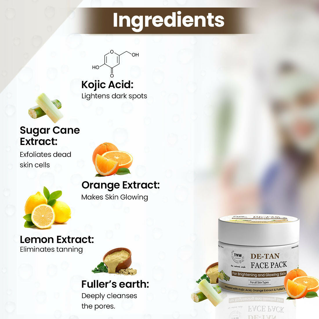 The Natural Wash De-Tan Face Pack for Glowing Skin | Grocsy