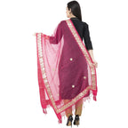 A R Silk Orgenza Gota Patti Fancy Dupatta Gajari Color Dupatta or Chunni | Grocsy