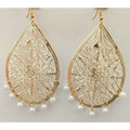 MS Fashion India Party Wear Gold-Polished White Pearl Tassel Earrings | Grocsy