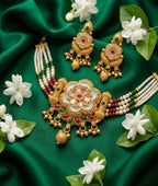 Jewel City Handcrafted Indian Kundan & Pearl Choker Necklace Set – Gold Plated for Weddings, Festivals | Grocsy