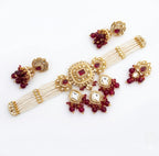 Jewel City Handcrafted Kundan & Pearl Choker Set - Traditional Gold-Plated Bridal Jewelry with Maroon Accents for Weddings | Grocsy