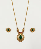 Jewel City Traditional Gold-Plated Emerald Green Pendant Necklace Set | Grocsy