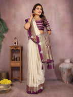 Aastha Fashion Cream Silk Sarees Weaving Saree | Grocsy