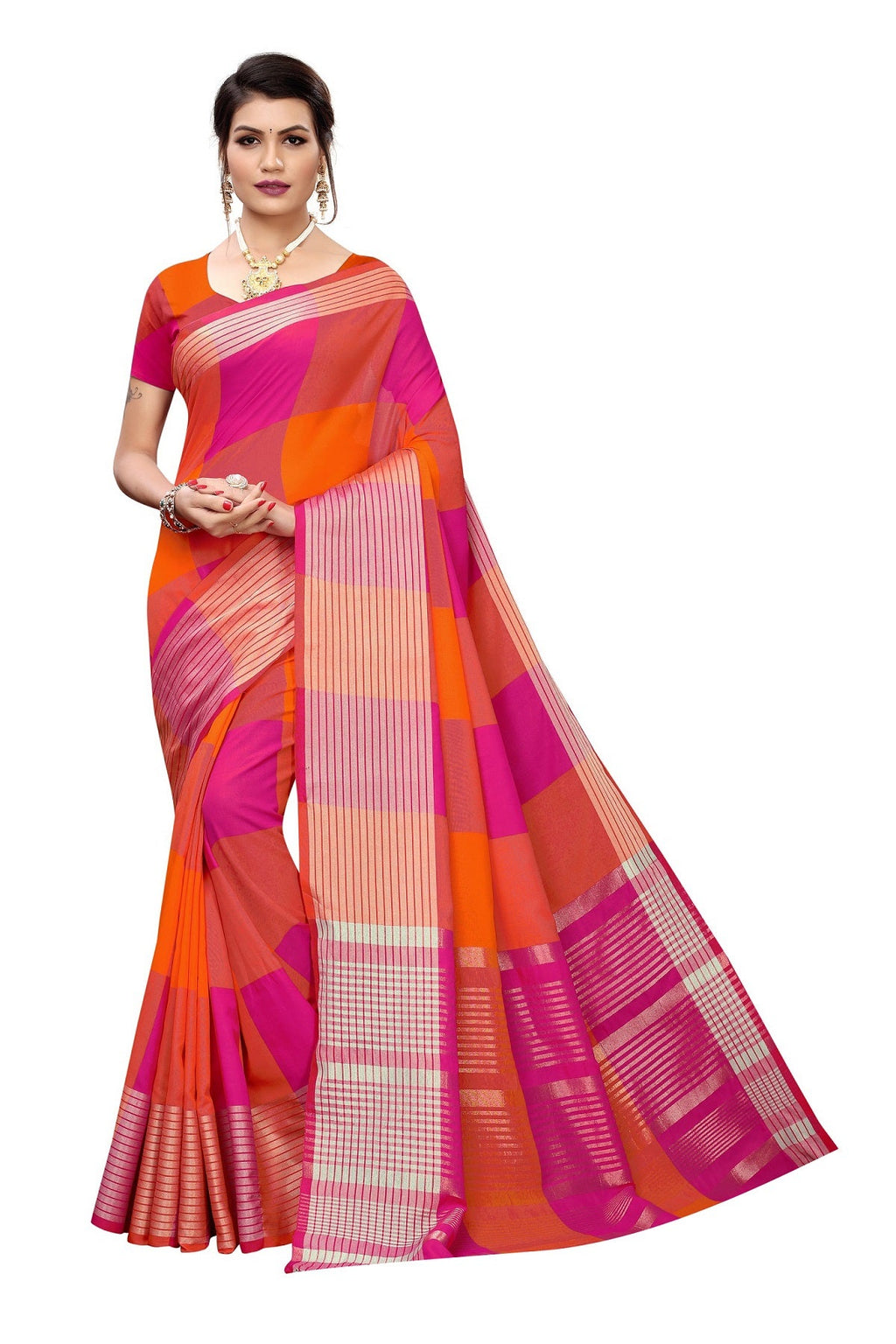 Vamika Magenta Cotton Silk Weaving Saree | Grocsy