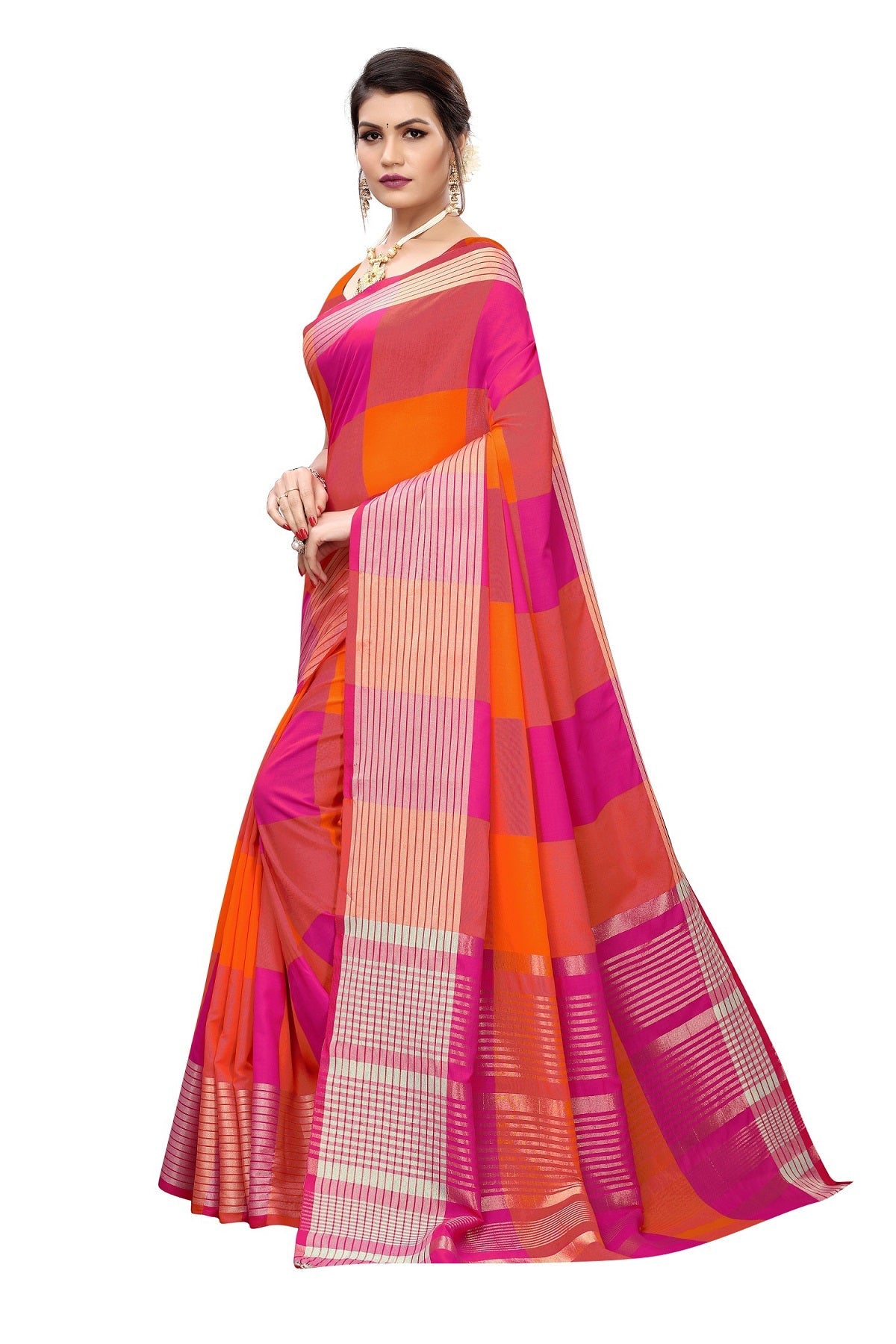 Vamika Magenta Cotton Silk Weaving Saree | Grocsy