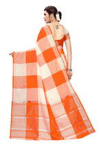 Vamika Orange Cotton Silk Weaving Saree | Grocsy
