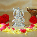 Estele Rhodium Plated Spiritual Lord Ganesha Idol for Gifts & HouseWarming/Home/Office Decors