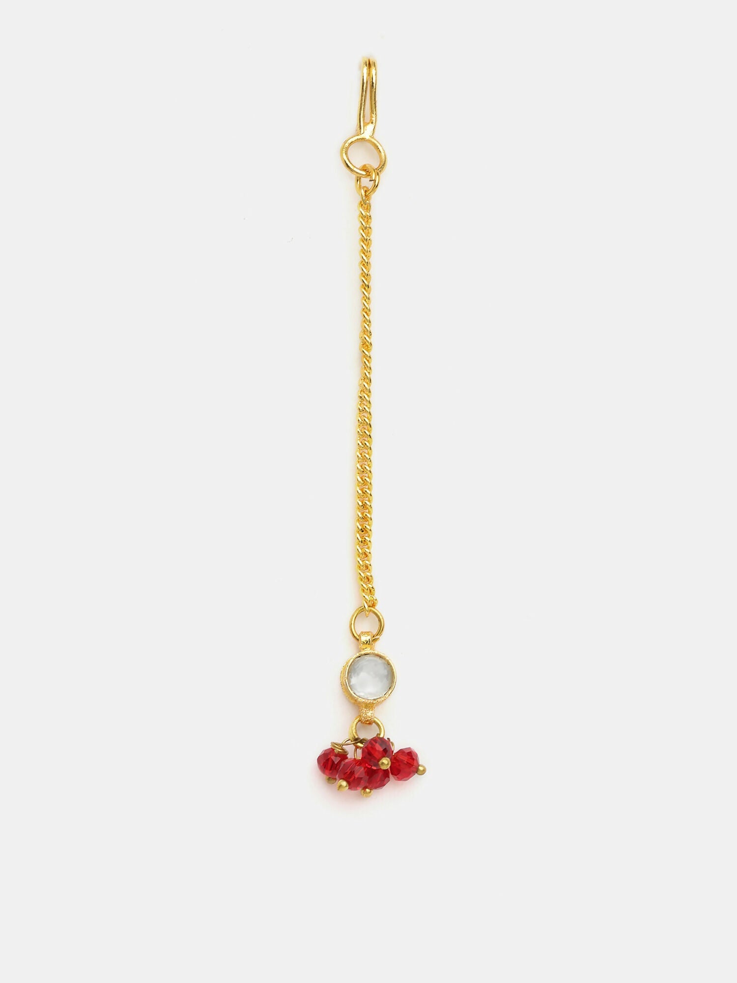 Ruby Raang Maang Tikka With Necklace And Earrings Set | Grocsy