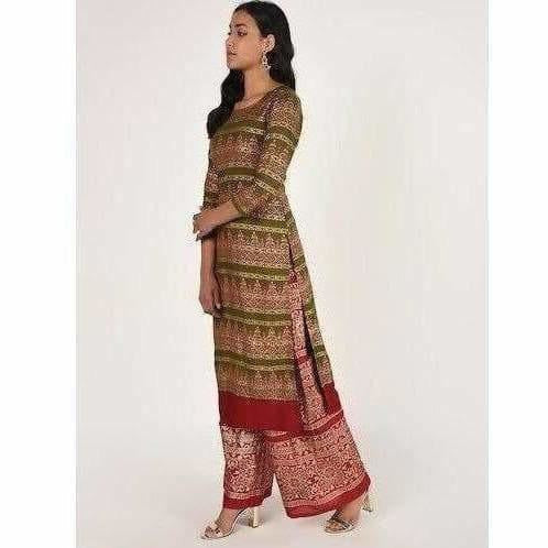 Cheera Women's Beautiful Gold Print Straight Kurta (CH068K) | Grocsy
