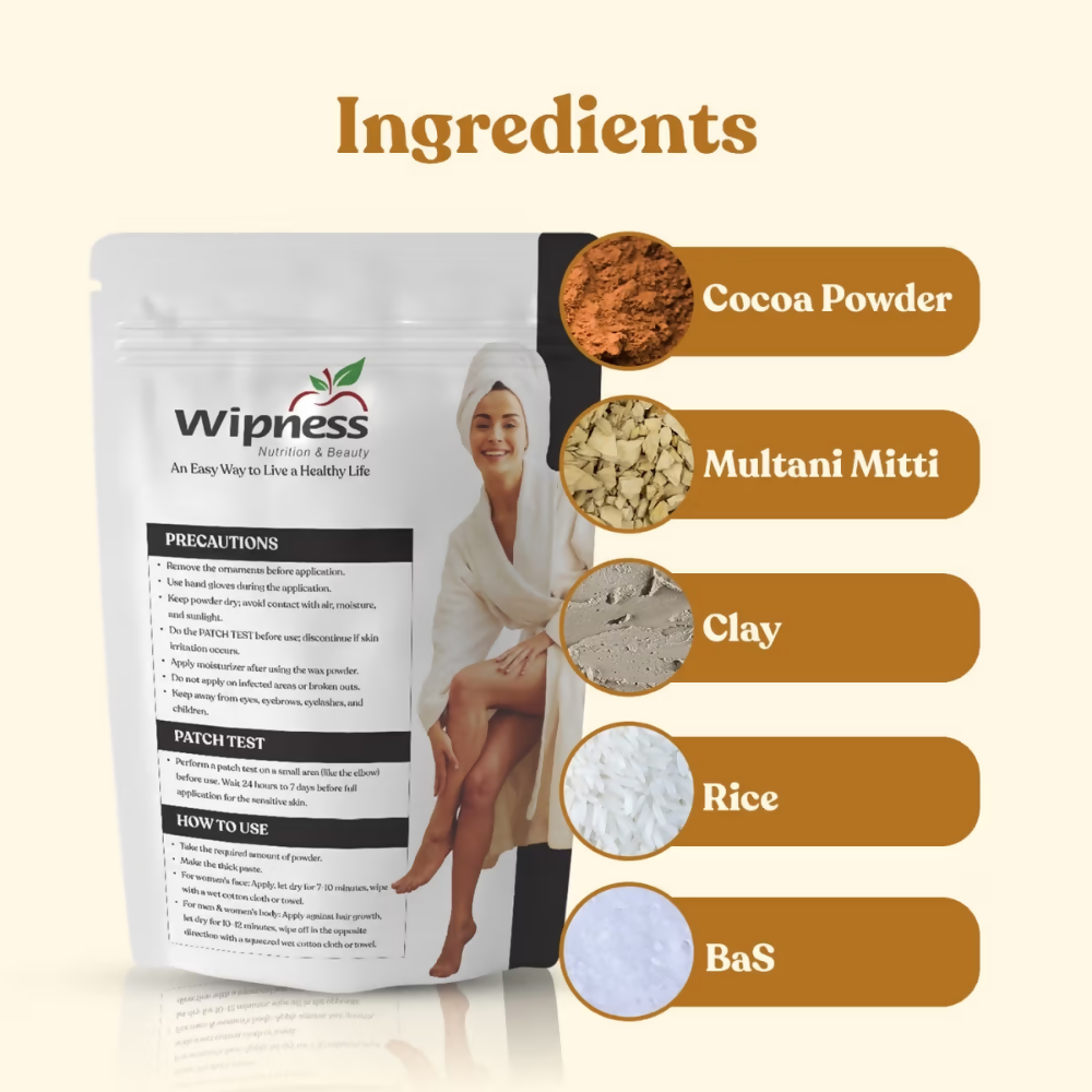 Wipness Natural Chocolate Facial Hair Removal Powder | Grocsy