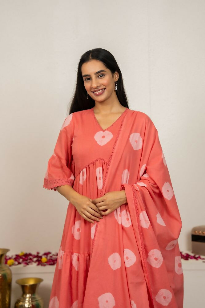 Joban Fashion Pink Tie & Dye Cotton Suit Set | Grocsy