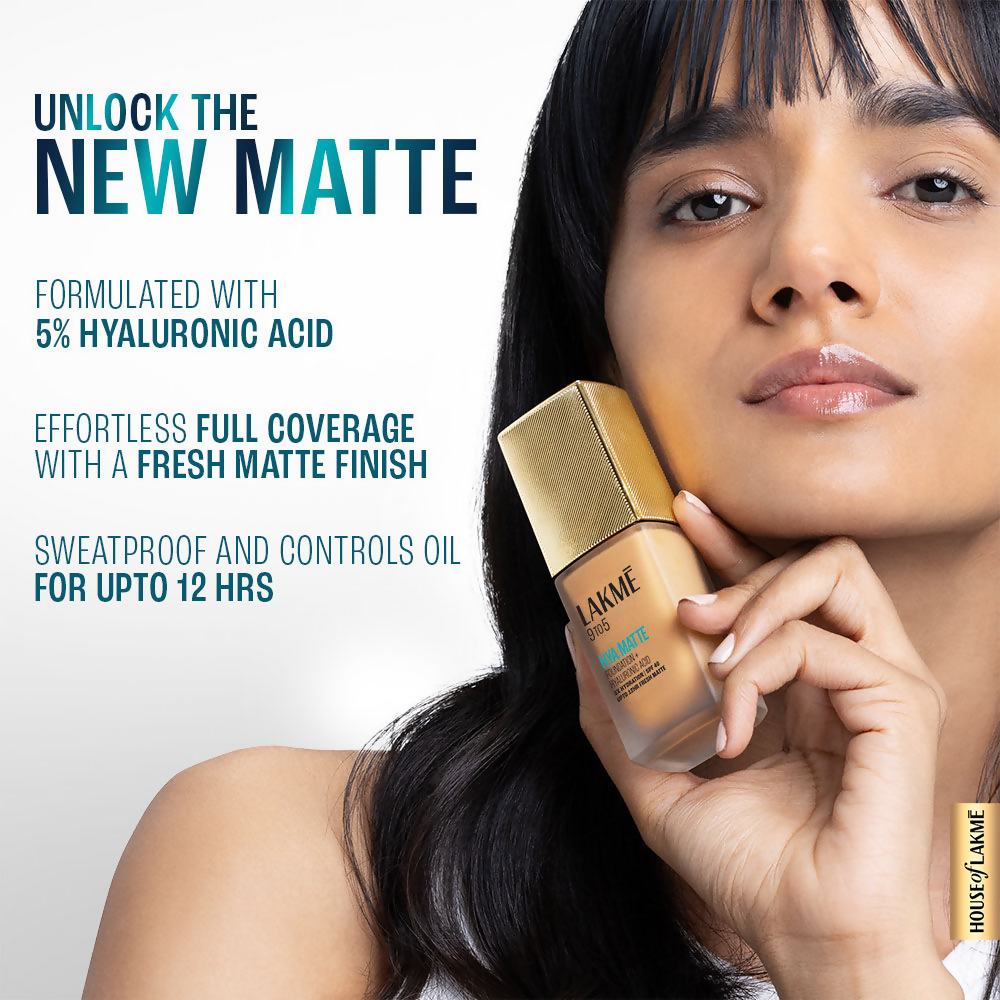 Lakme 9to5 Hya Matte Foundation + Hyaluronic Acid - Cool Cocoa | Grocsy