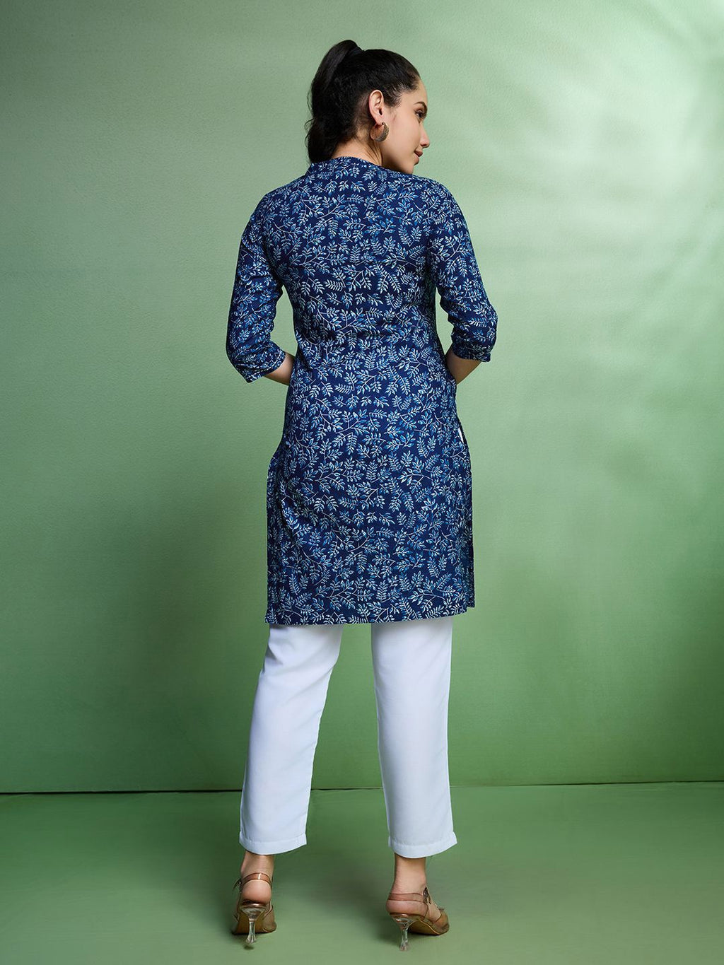 Sangria Floral Printed Cotton Straight Kurta | Grocsy