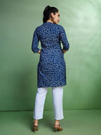 Sangria Floral Printed Cotton Straight Kurta | Grocsy