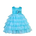 Asmaani Baby Girl's Blue Colour Satin A-Line Maxi Full Length Dress (AS-DRESS-22167) | Grocsy
