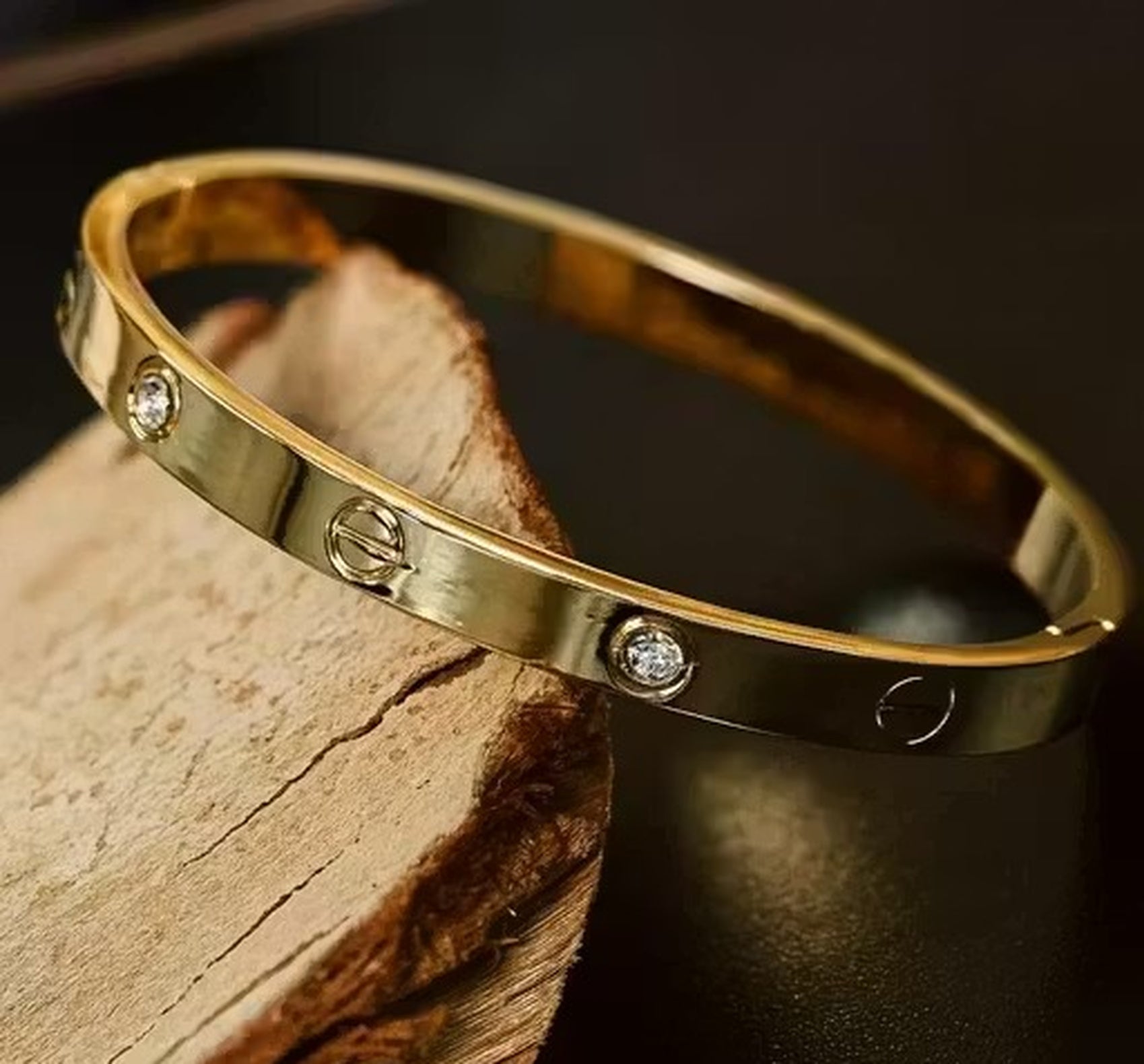 Jewel City Stainless Steel Gold-Plated Kada For Office Wear | Grocsy