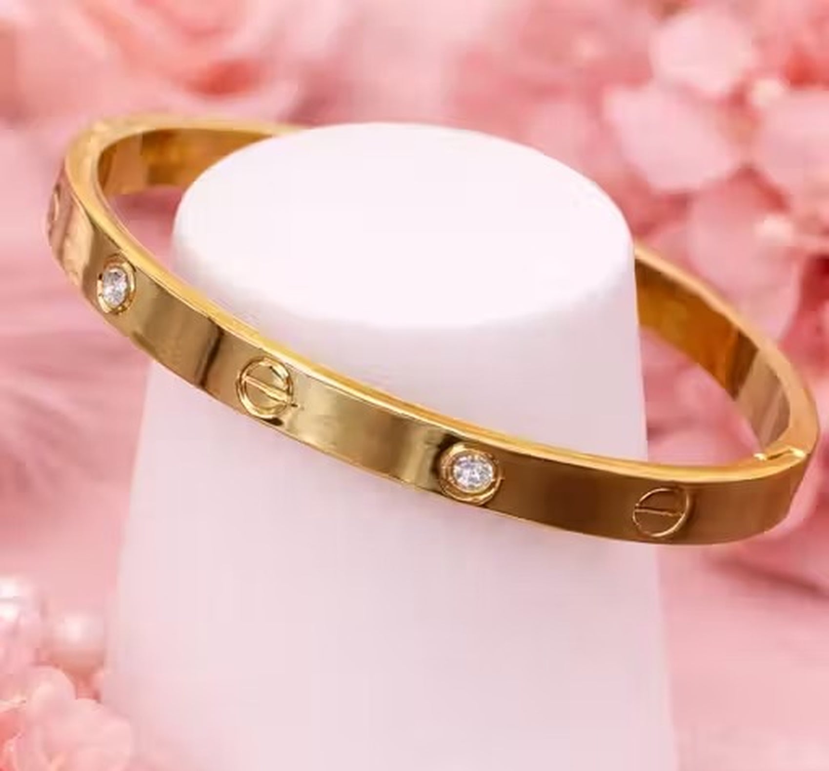 Jewel City Stainless Steel Gold-Plated Kada For Office Wear | Grocsy