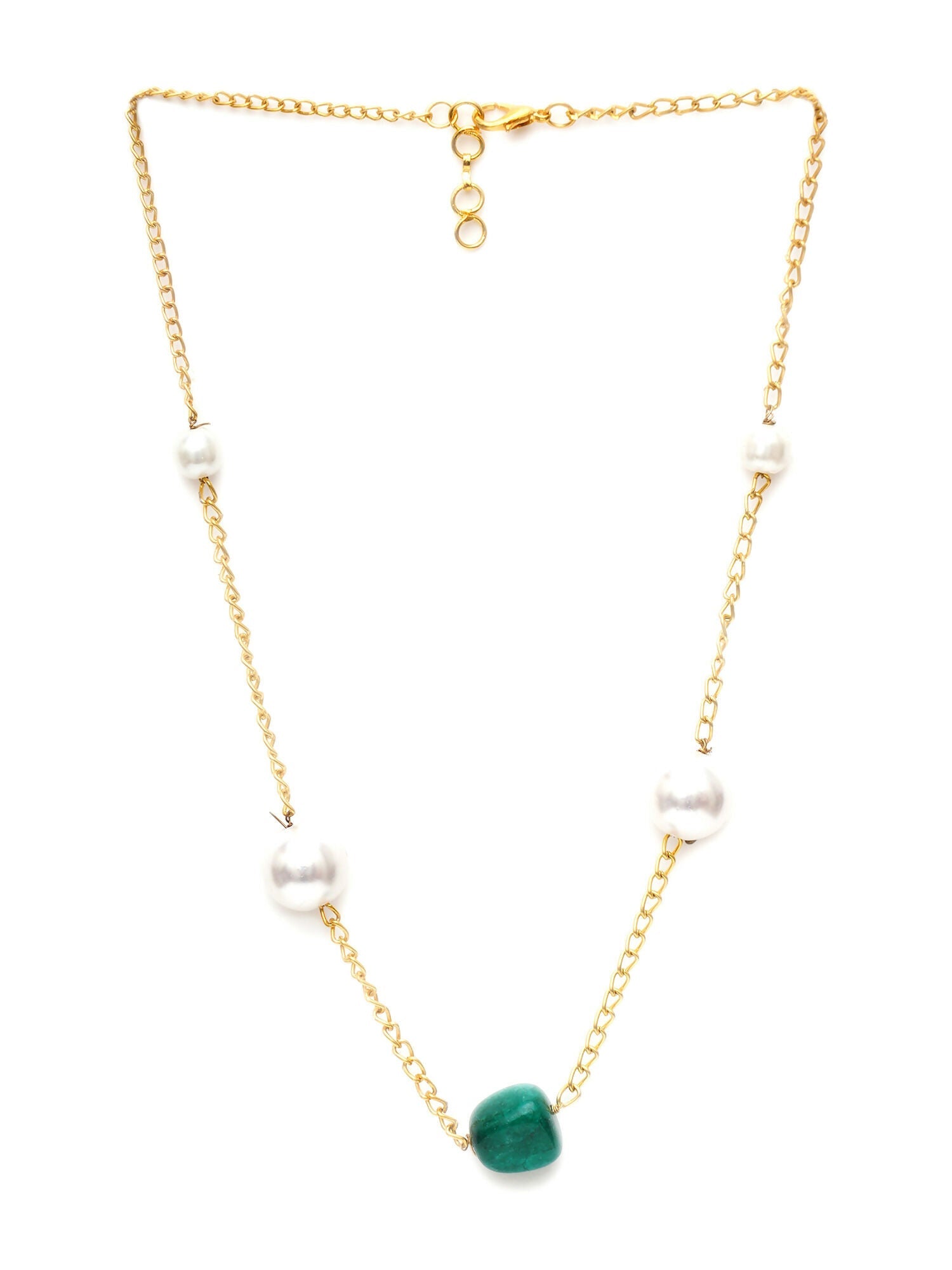 Layered Pearl and Emerald Neckpiece (gold) - Ruby Raang | Grocsy