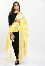 Mominos Fashion Moeza Women's Handloom Cotton Ikkat Yellow Dupatta | Grocsy