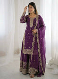 Teeya Creation Wine Color Fendy Silk Embroidery Work Wedding Wear Salwar Suit | Grocsy