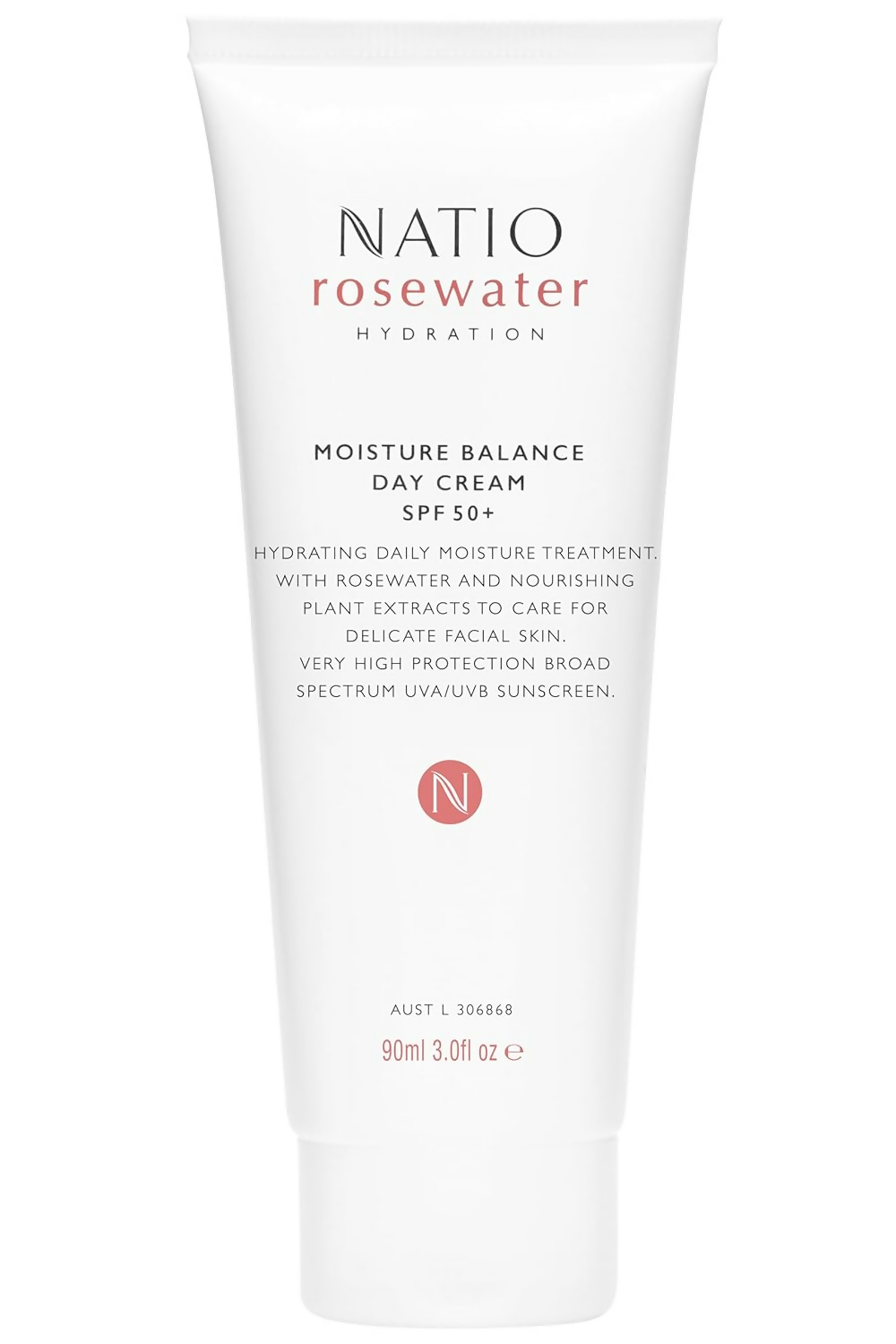 Natio Rosewater Hydration Moisture Balance Day Cream SPF 50+ | Grocsy