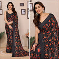 SDF Black Printed Saree | Grocsy