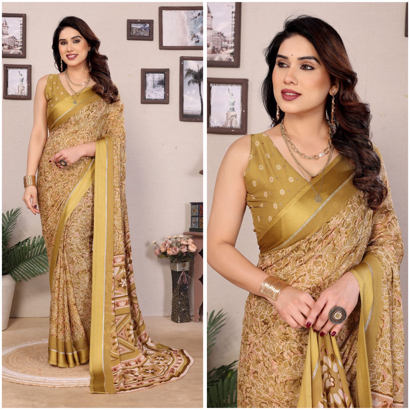 SDF Yellow Printed Saree | Grocsy