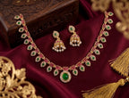 Jewel City Multicolor Gold Plated Necklace Set With Jhumka Earrings|Temple Jewelry | Grocsy
