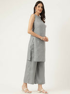 Joban Fashion Grey Rayon and Embroidered Work Straight Kurta Bottom Set | Grocsy
