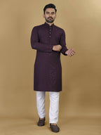 Anaita Purple Embroidered Rayon Straight Kurta | Grocsy