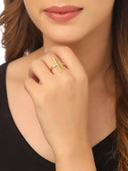 NVR Women's Western Gold-Polished Ajustable Finger Ring | Grocsy