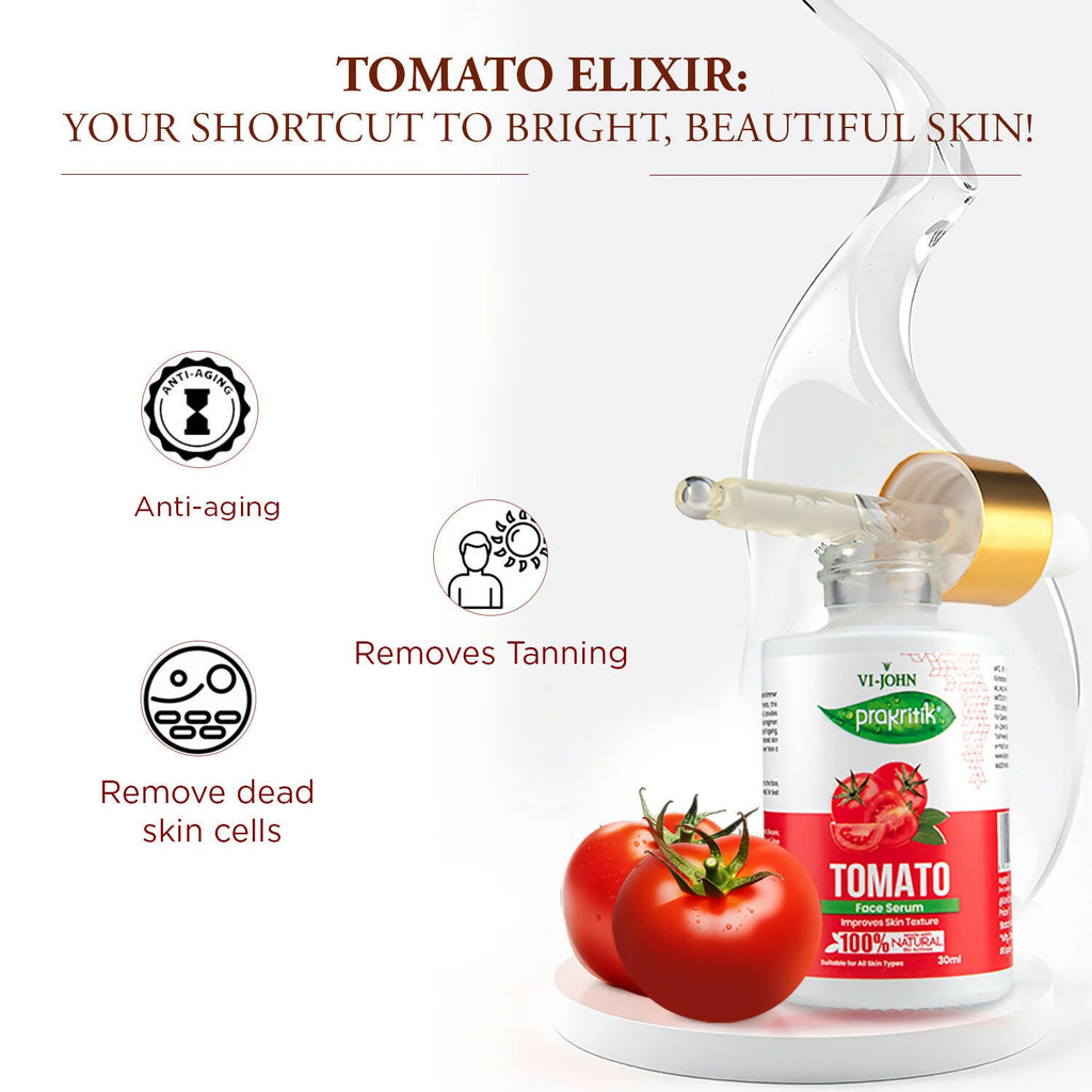 VI-JOHN Prakritik Tomato Face Serum, Moisturizes & Hydrates, Made With 100% Natural Bio Actives | Grocsy