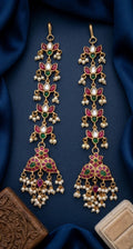 Jewel City Gold Kemp Earrings With Matal Chain, South Indian Temple Jewelry & Wedding Earrings | Grocsy
