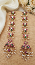 Jewel City Gold Kemp Earrings With Matal Chain, South Indian Temple Jewelry & Wedding Earrings | Grocsy