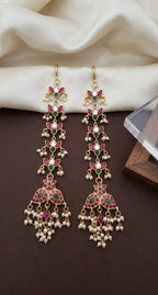 Jewel City Gold Kemp Earrings With Matal Chain, South Indian Temple Jewelry & Wedding Earrings | Grocsy