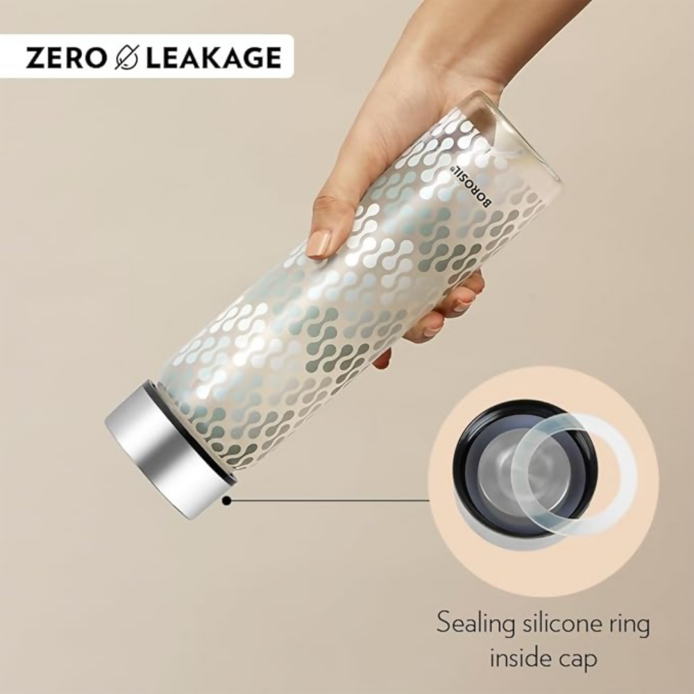 Borosil Artisan Series Wide Mouth Glass Bottle with Metal Lid - Vista | Grocsy