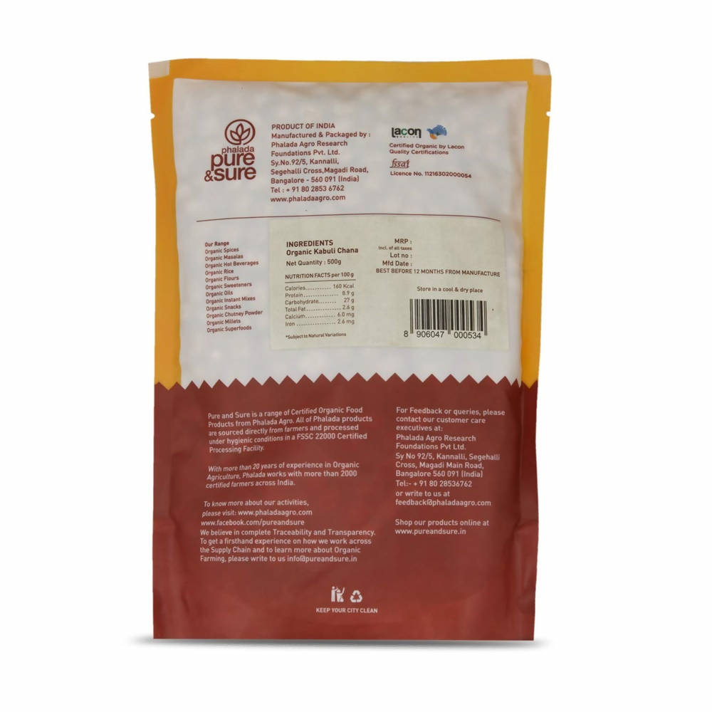 Pure & Sure Kabuli Chana Traditional Organic Pulses | Grocsy