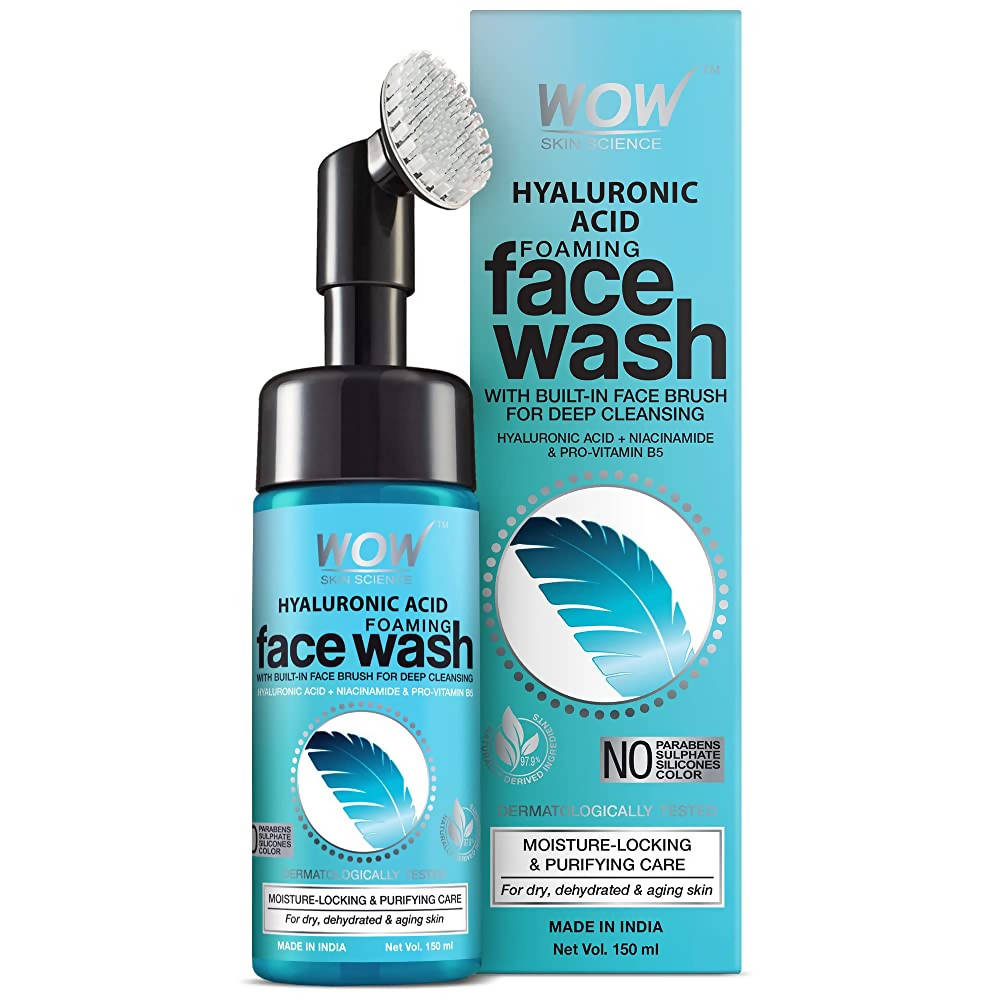 Wow Skin Science Hyaluronic Acid Foaming Face Wash With Built-In Brush | Grocsy
