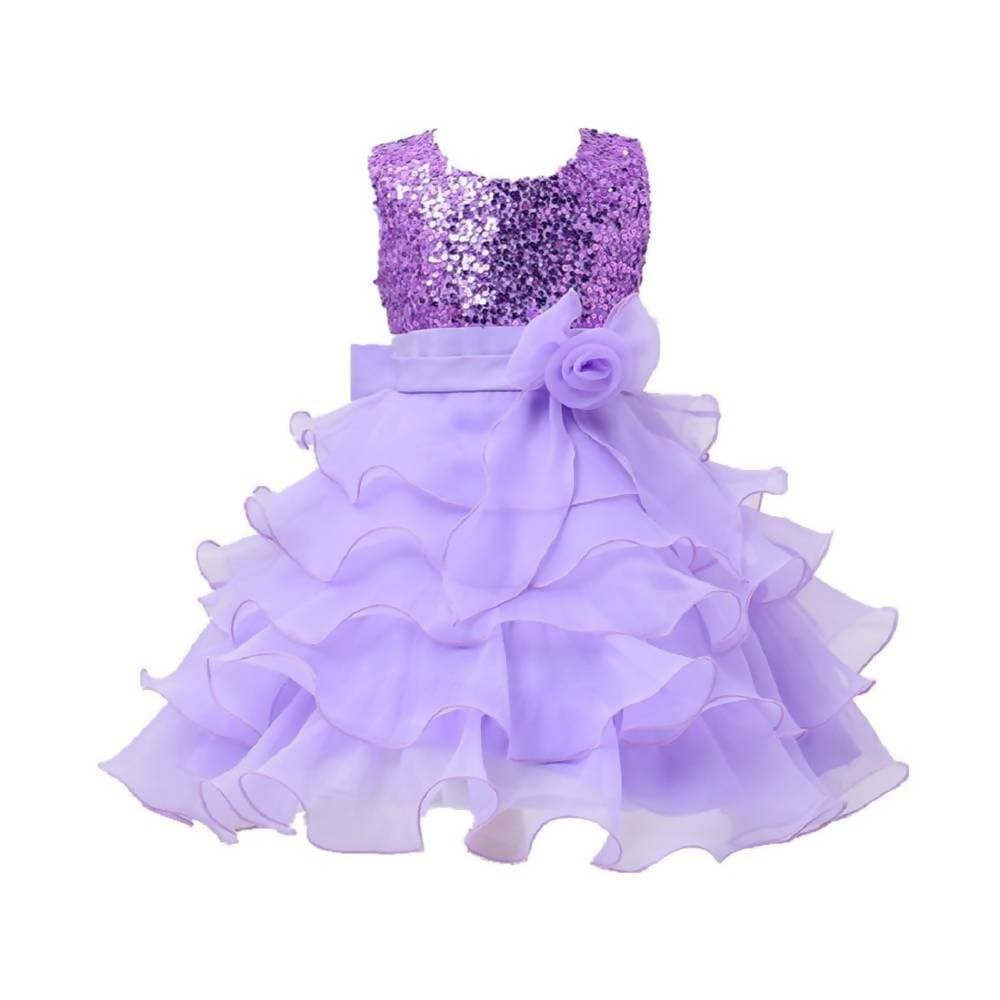 Asmaani Baby Girl's Lavender Color Satin Knee Length Frock (AS-DRESS-22067) | Grocsy