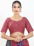 Joban Fashion Pink Silk Padded Blouse With Sweetheart Neck Elbow Sleeves | Grocsy
