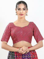 Joban Fashion Pink Silk Padded Blouse With Sweetheart Neck Elbow Sleeves | Grocsy
