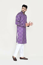 Joban Fashion Purple Colored Silk With Sequence Work Fabric Kurta With Straight Fit Pant | Grocsy