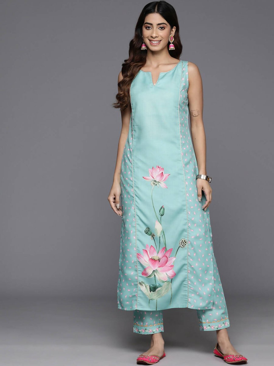 Ahalyaa Women's Traditional wear Kurta Set - Blue | Grocsy