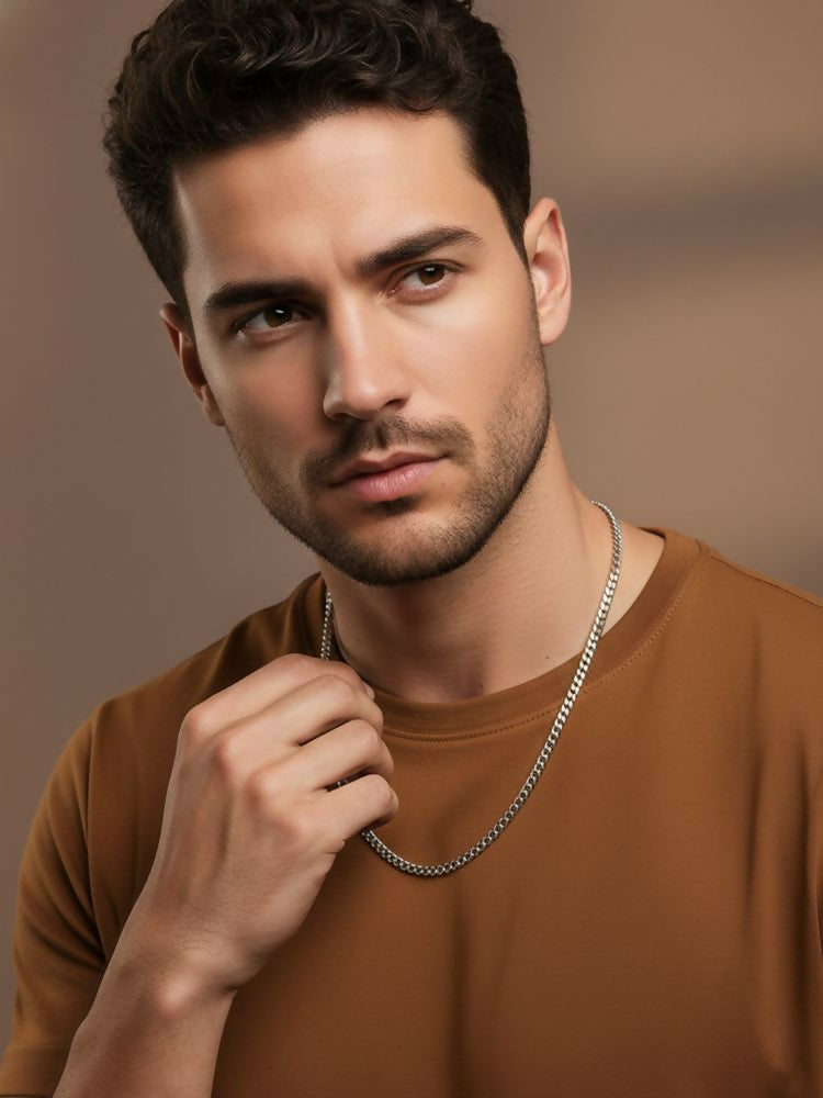 NVR Men's Silver Plated Stainless Steel Chain | Grocsy