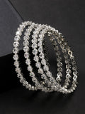 NVR Women's Set of 4 Silver-Plated CZ Stone-Studded Handcrafted Bangles