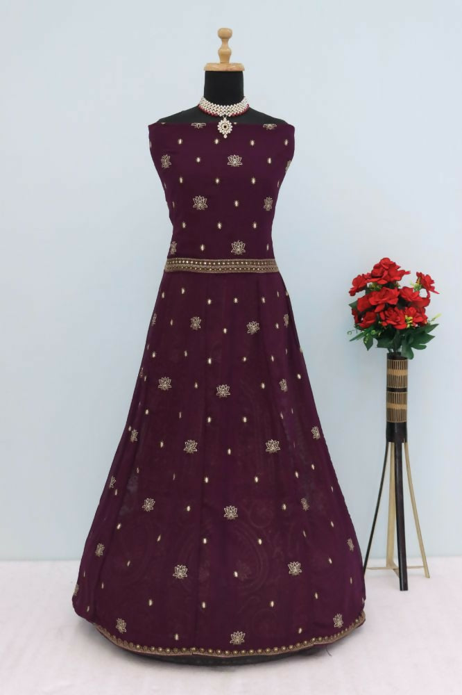 Vastranavya Purple Georgette Embroidered Sequins Work Anarkali Style A Line Suits | Grocsy