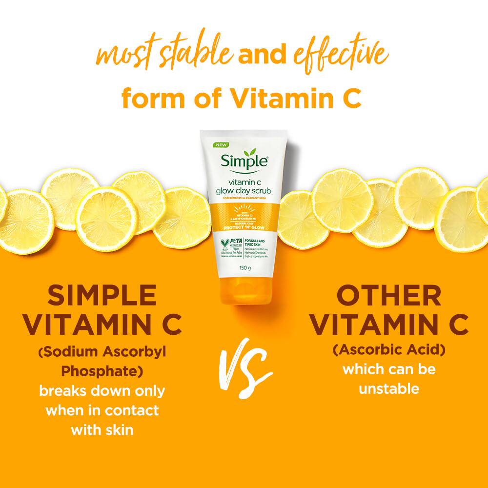 Simple Protect N Glow Vitamin C Glow Clay Scrub | Grocsy