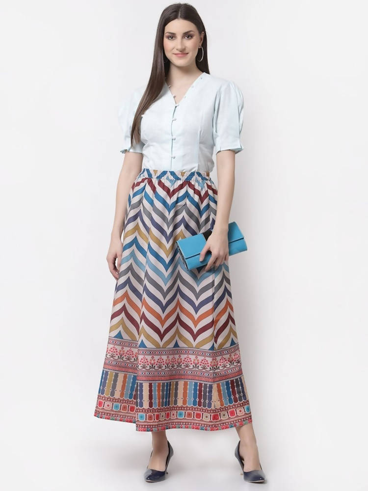 Myshka Muticolored Silk blend Printed Skirt | Grocsy