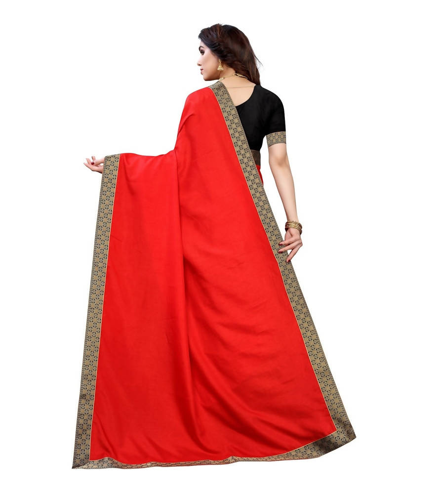 Vamika Red Dola Silk Border Saree (Kirti Red) | Grocsy