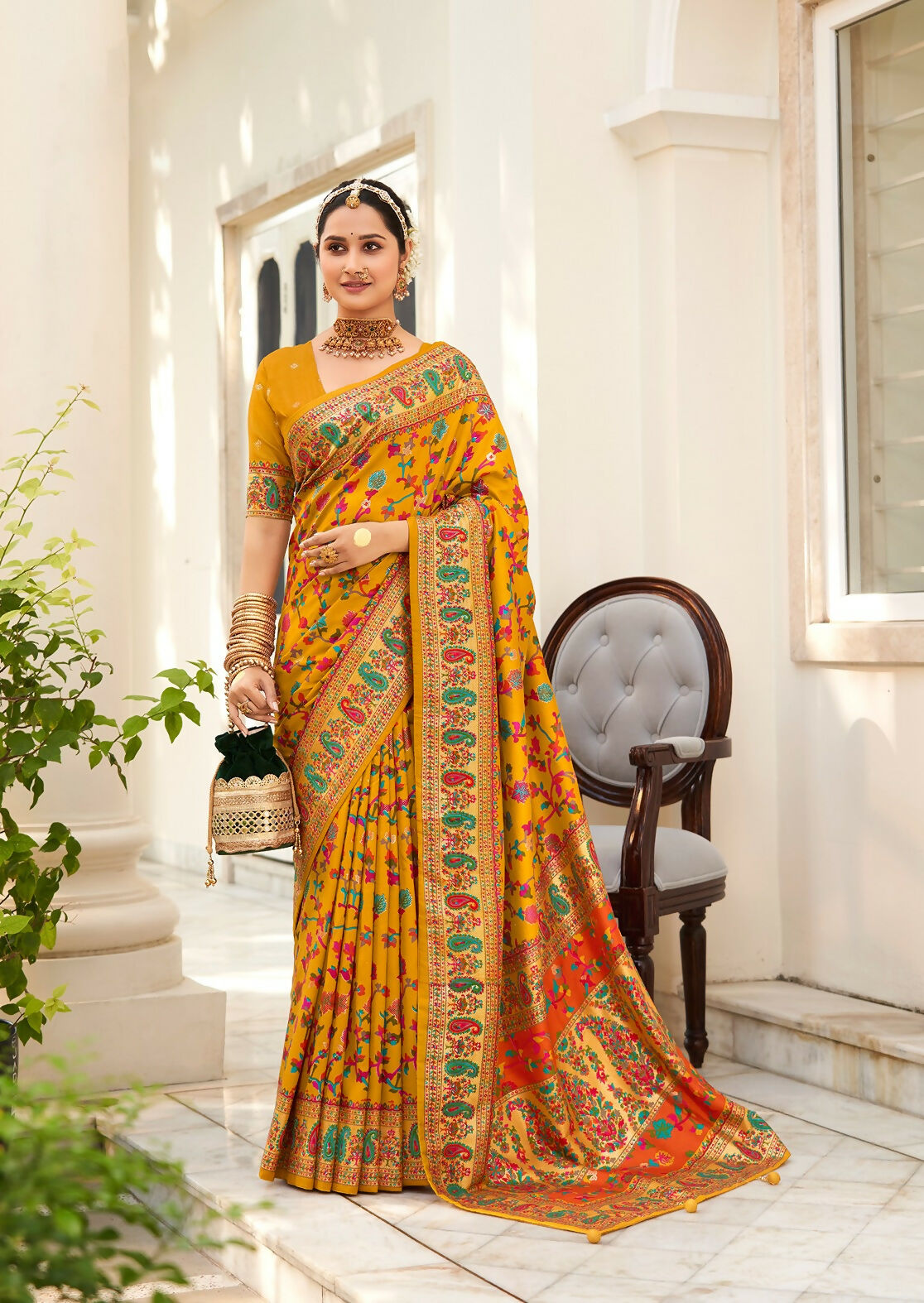 Joban Fashion Faux Chiffon Light Weight SareeMusturd Colored With Zari Border Saree | Grocsy